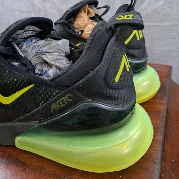 %Nike Air Max 270 Black Volt Oil Grey AH8050-017 Running Shoes / A37 - Picture 5 of 11